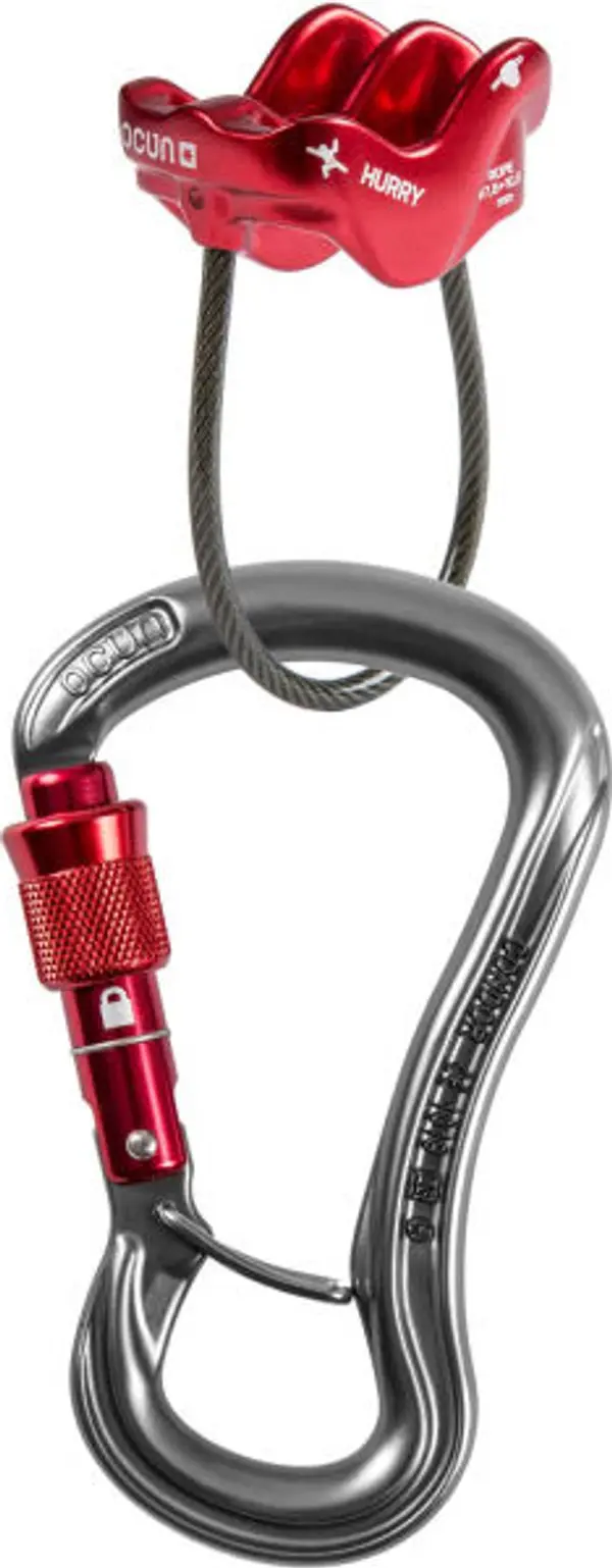 OCÚN OCÚN BELAY SET CONDOR SCREW / HURRY Комплект протриващо устройство и карабинер, червено, размер