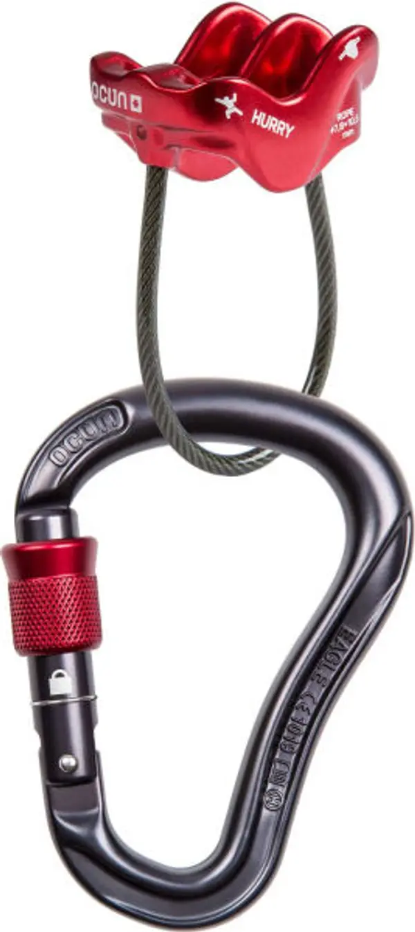 OCÚN OCÚN BELAY SET EAGLE SCREW / HURRY Комплект протриващо устройство и карабинер, червено, размер