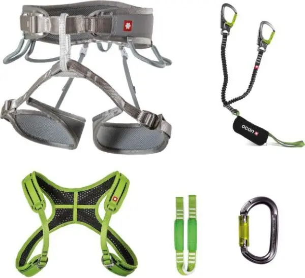 OCÚN OCÚN VIA FERRATA TWIST + CHEST SET Осигурителен ремък за катерене с амортисьор, сиво, размер