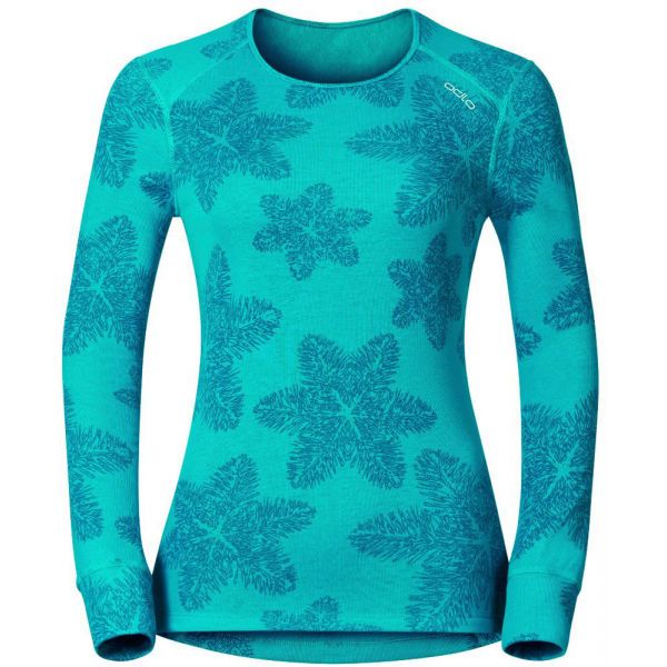 Odlo Odlo L/S CREW NECK GOD JUL PRINT WIN Дамска функционална блуза, тюркоазено, размер