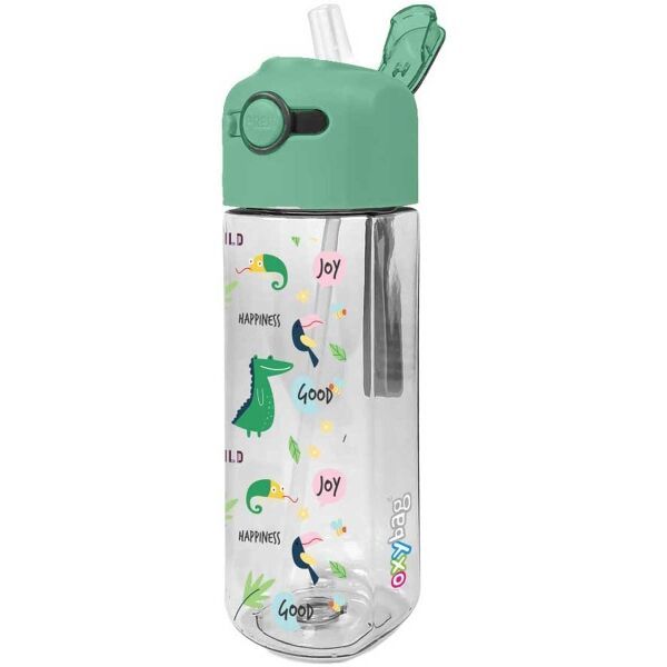 Oxybag Oxybag DINO 450 ML Детска пластмасова бутилка за напитки, прозрачно, размер