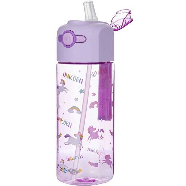 Oxybag Oxybag UNICORN 450 ML Детска пластмасова бутилка за напитки, розово, размер