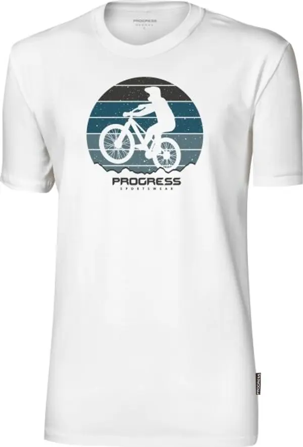 PROGRESS PROGRESS BARBAR BIKER Мъжка тениска от бамбук, бяло, размер