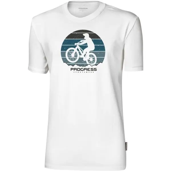 PROGRESS PROGRESS BARBAR BIKER Мъжка тениска от бамбук, бяло, размер