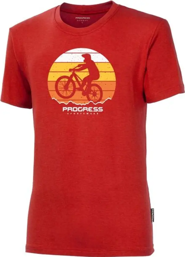 PROGRESS PROGRESS BARBAR BIKER Мъжка тениска от бамбук, червено, размер