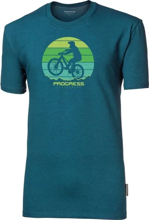 PROGRESS PROGRESS BARBAR BIKER Мъжка тениска от бамбук, синьо, размер