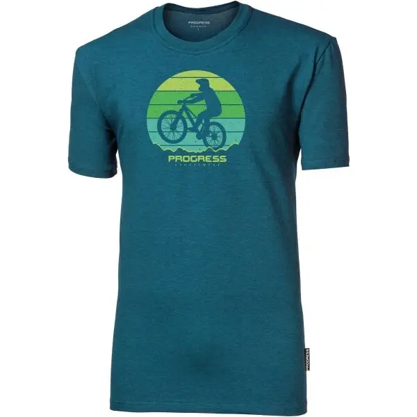 PROGRESS PROGRESS BARBAR BIKER Мъжка тениска от бамбук, синьо, размер