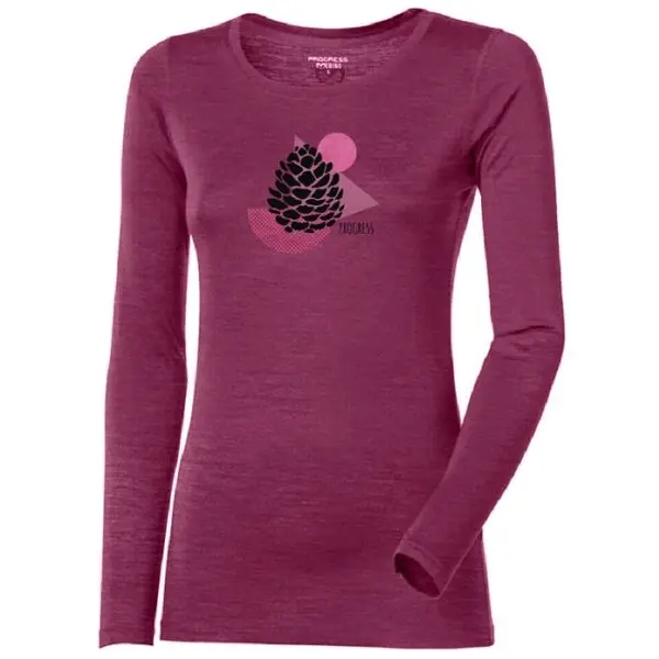 PROGRESS PROGRESS HELA CONE Дамска мерино тениска с дълъг ръкав, лилаво, размер