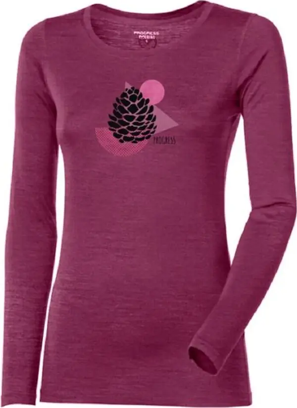 PROGRESS PROGRESS HELA CONE Дамска мерино тениска с дълъг ръкав, лилаво, размер
