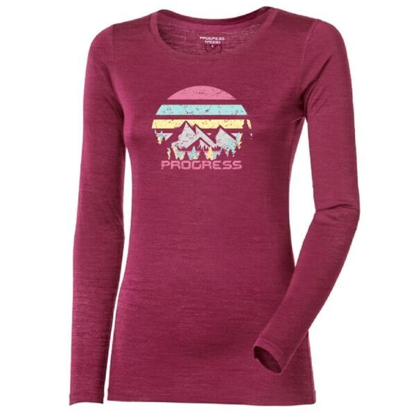PROGRESS PROGRESS HELA LANDSCAPE Дамска тениска от мерино, червено, размер