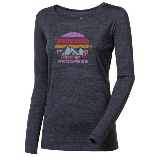 PROGRESS PROGRESS HELA LANDSCAPE Дамска тениска от мерино, тъмносиво, размер