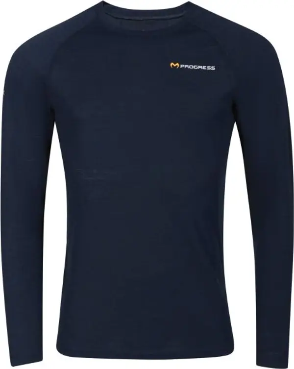 PROGRESS PROGRESS MA NDR 125 Мъжка мериносова тениска с дълъг ръкав, черно, размер