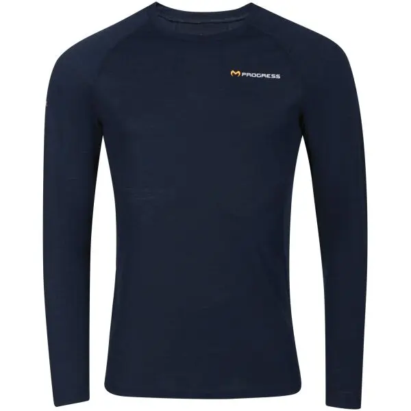 PROGRESS PROGRESS MA NDR 125 Мъжка мериносова тениска с дълъг ръкав, черно, размер