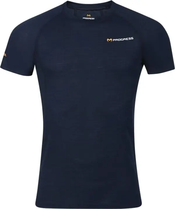 PROGRESS PROGRESS MA NKR 125 Мъжка мериносова тениска с къс ръкав, черно, размер