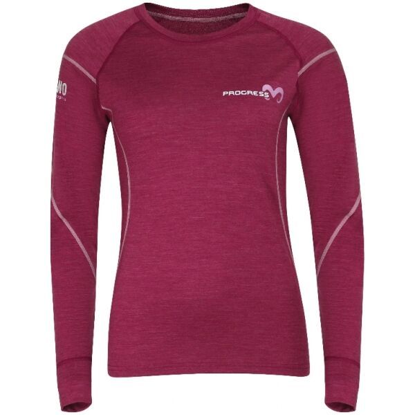 PROGRESS PROGRESS MERINO LS Дамска функционална блуза, винен, размер