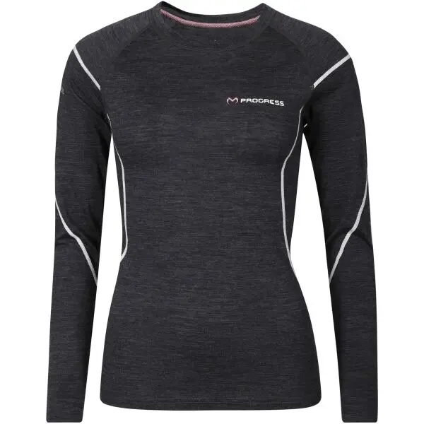 PROGRESS PROGRESS MERINO LS Дамска функционална мерино тениска, черно, размер