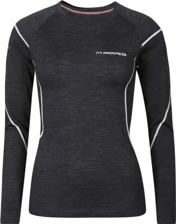 PROGRESS PROGRESS MERINO LS Дамска функционална мерино тениска, черно, размер