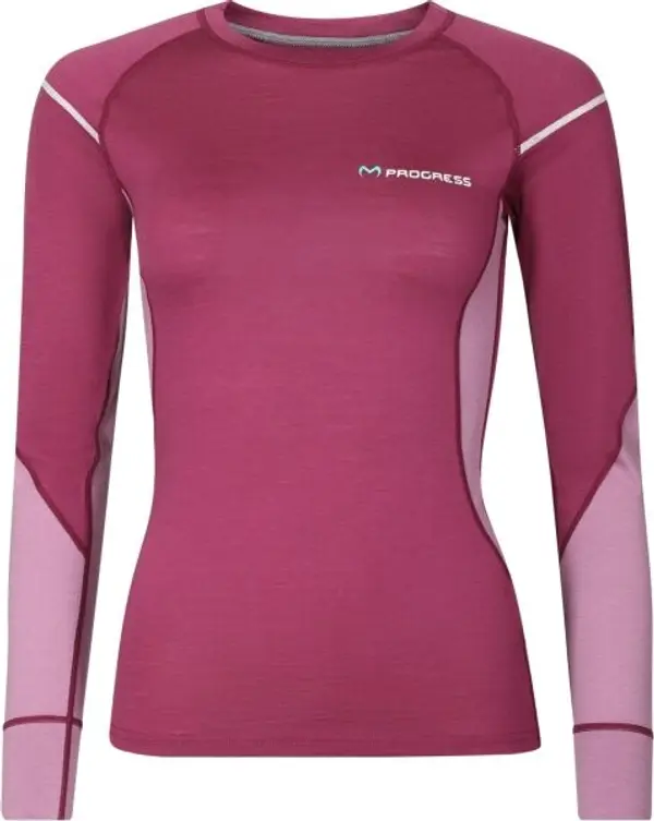 PROGRESS PROGRESS MERINO LS Дамска функционална мерино тениска, винен, размер