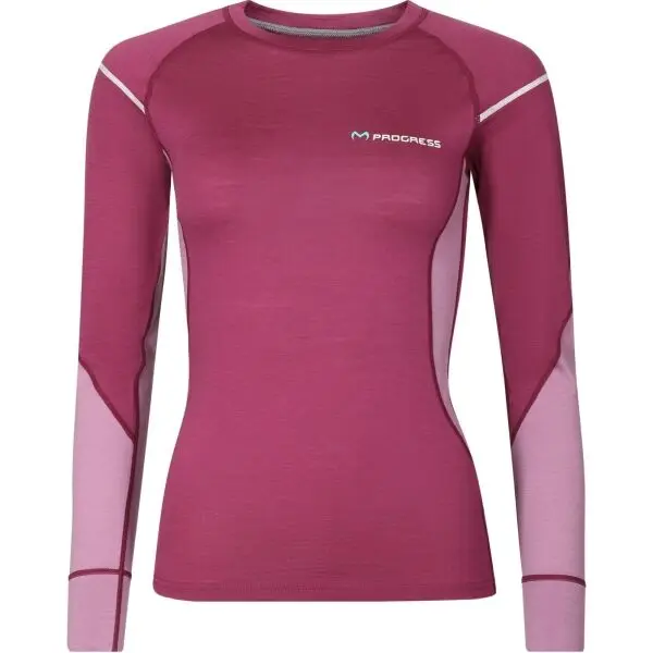 PROGRESS PROGRESS MERINO LS Дамска функционална мерино тениска, винен, размер