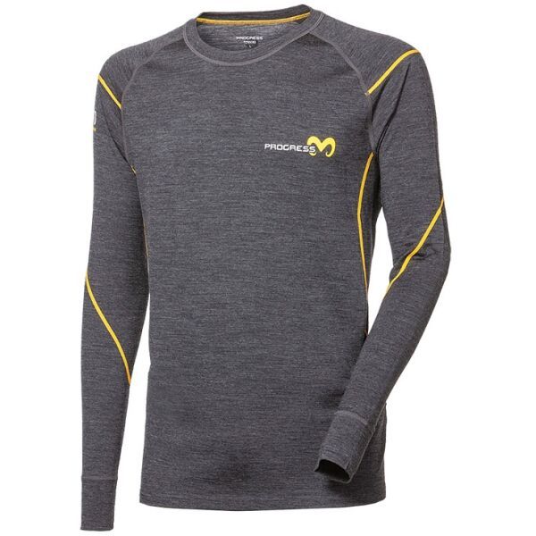 PROGRESS PROGRESS MERINO LS-M Мъжка функционална блуза с дълъг ръкав, сиво, размер