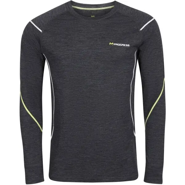 PROGRESS PROGRESS MERINO LS Мъжка функционална мерино тениска, черно, размер