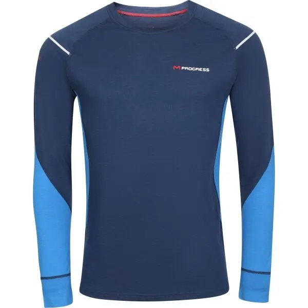 PROGRESS PROGRESS MERINO LS Мъжка функционална мерино тениска, тъмносин, размер