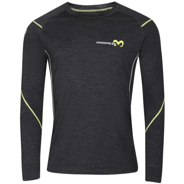 PROGRESS PROGRESS MERINO LS Мъжка функционална тениска от мерино, черно, размер