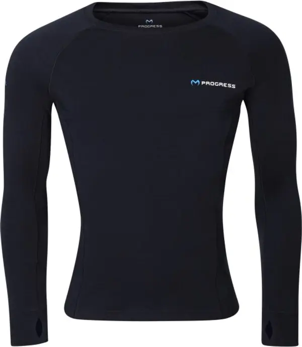 PROGRESS PROGRESS MT TDR Мъжка мерино тениска с дълъг ръкав, черно, размер