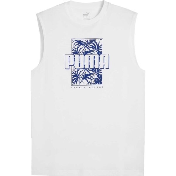 Puma Puma ESSENTIALS + PALMS RESORT SLEEVESS TEE Мъжка тениска без ръкави, бяло, размер