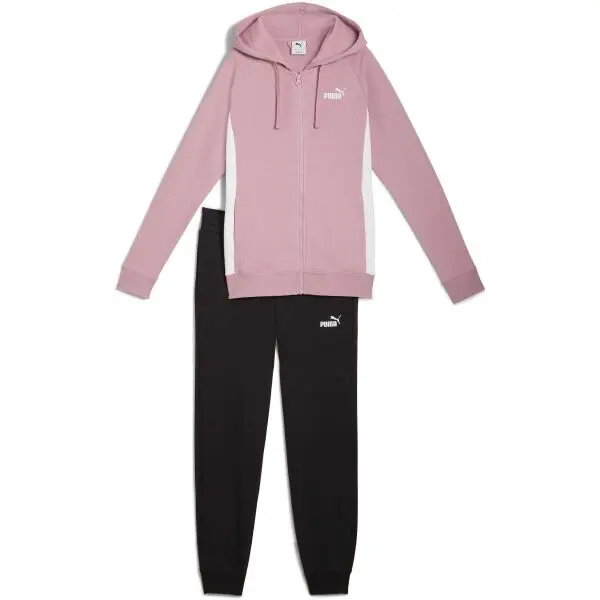 Puma Puma FULL-ZIP HOODED SWEAT SUIT FL Дамски спортен екип, розово, размер