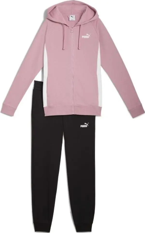 Puma Puma FULL-ZIP HOODED SWEAT SUIT FL Дамски спортен екип, розово, размер