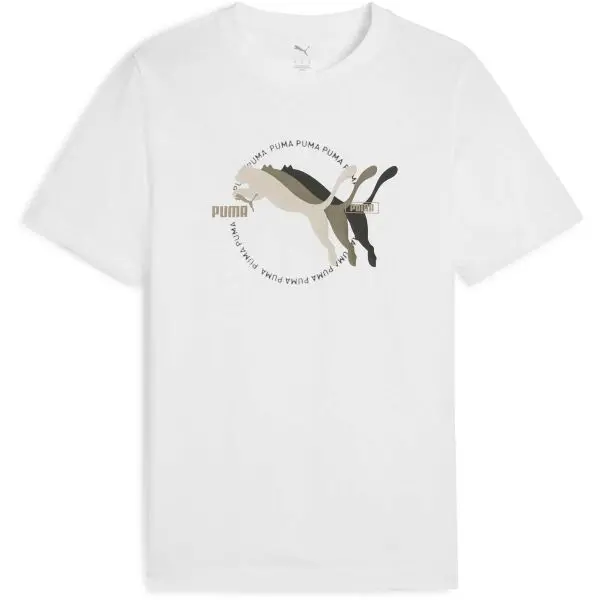 Puma Puma GRAPHIC MULTIPLE CAT LOGO TEE Мъжка тениска, бяло, размер