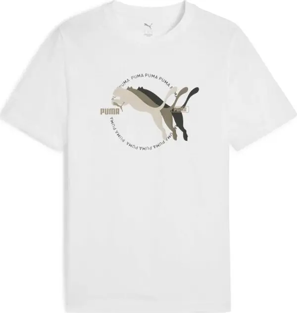 Puma Puma GRAPHIC MULTIPLE CAT LOGO TEE Мъжка тениска, бяло, размер