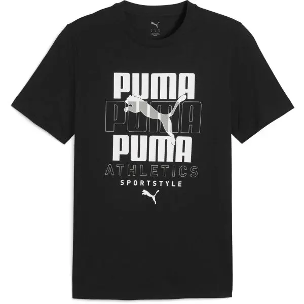 Puma Puma GRAPHIC STACKED TEE Мъжка тениска, черно, размер