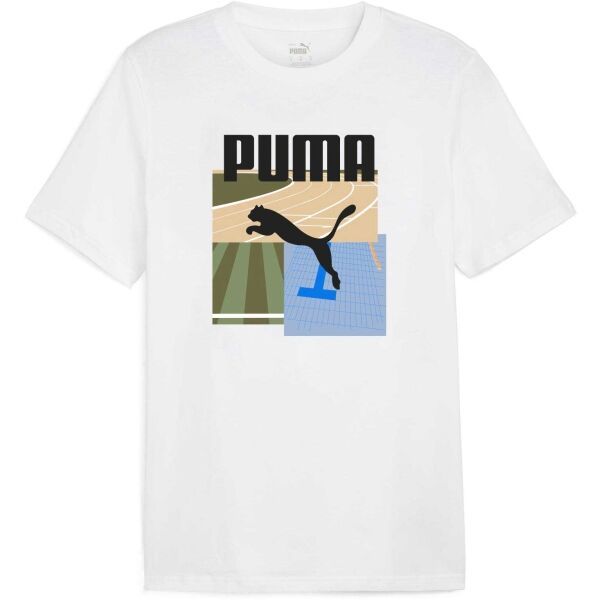 Puma Puma GRAPHIC SUMMER SPORTS TEE Мъжка тениска, бяло, размер
