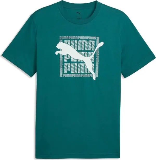 Puma Puma GRAPHIC WORDING TEE Мъжка тениска, тъмнозелено, размер
