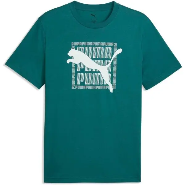 Puma Puma GRAPHIC WORDING TEE Мъжка тениска, тъмнозелено, размер