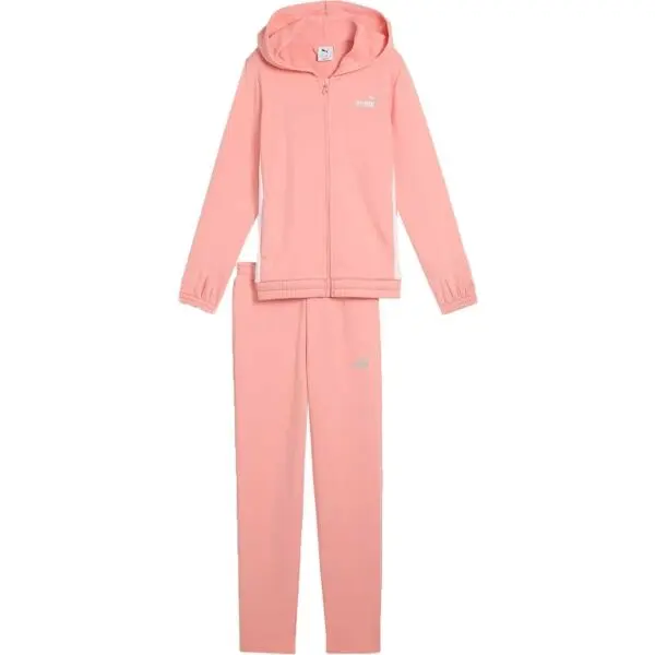 Puma Puma METALLIC HOODED SWEAT SUIT TR G Комплект за момичета, цвят сьомга, размер