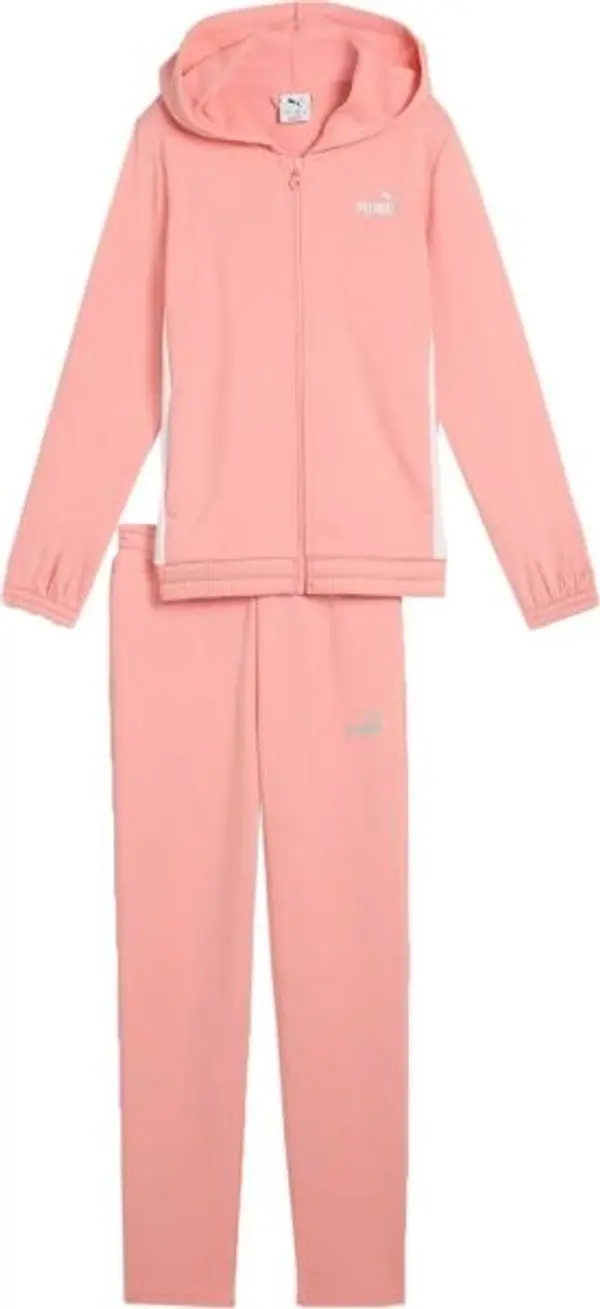 Puma Puma METALLIC HOODED SWEAT SUIT TR G Комплект за момичета, цвят сьомга, размер