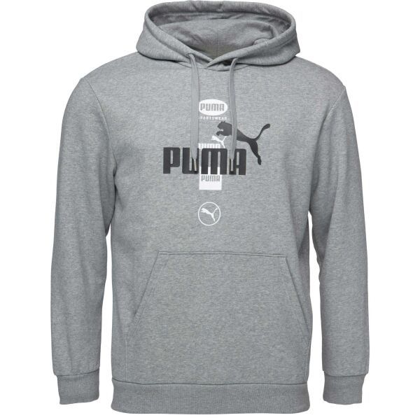 Puma Puma POWER GRAPHICS HOODIE FLEECE Мъжки суитшърт, сиво, размер