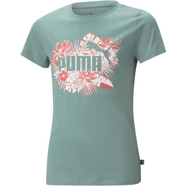 Puma Puma ESS+ FLOWER POWER TEE G ADRIATIC Тениска за момичета, зелено, размер 128