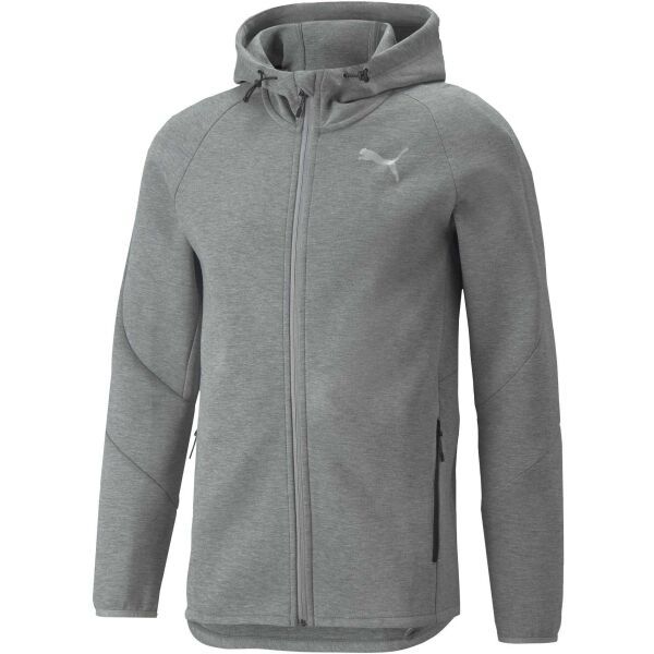 Puma Puma EVOSTRIPE FULL-ZIP HOODIE Мъжки спортен суитшърт, сиво, размер S