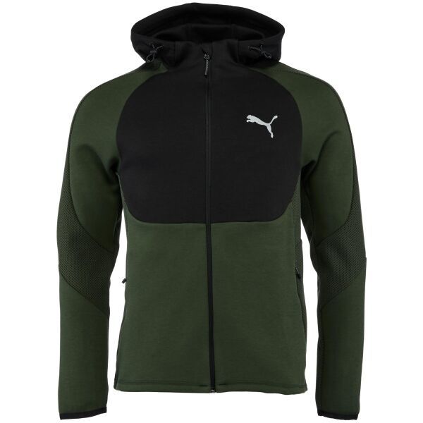 Puma Puma EVOSTRIPE FULL ZIP HOODIE Мъжки суитшърт, тъмнозелено, размер S