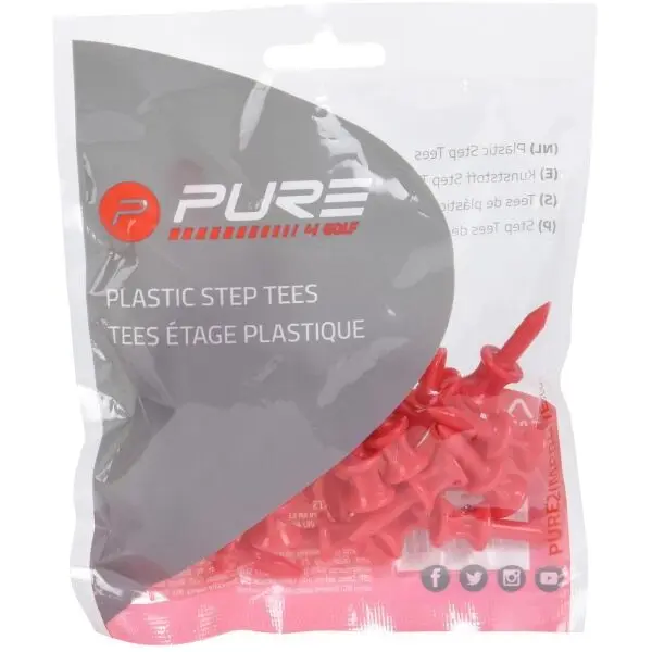 PURE 2 IMPROVE PURE 2 IMPROVE PLASTIC STEP TEES 31MM 30KS Поставка за топка за голф, червено, размер