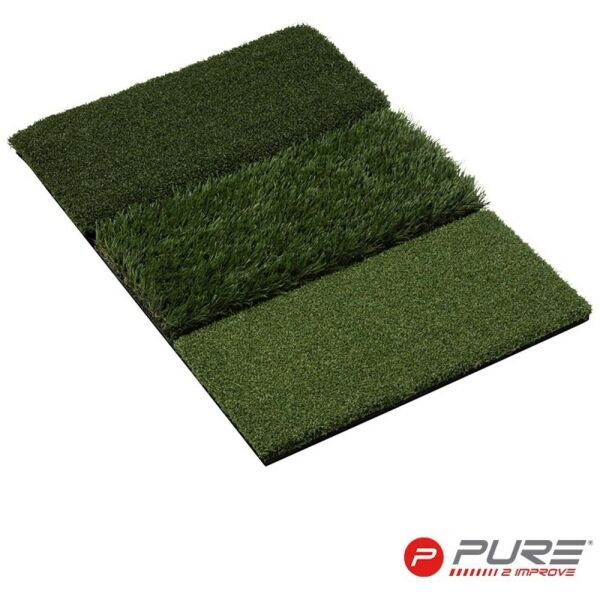 PURE 2 IMPROVE PURE 2 IMPROVE TRI TURF HITTING MAT 40 x 62 cm Тренировъчна подложка за голф, зелено, размер os