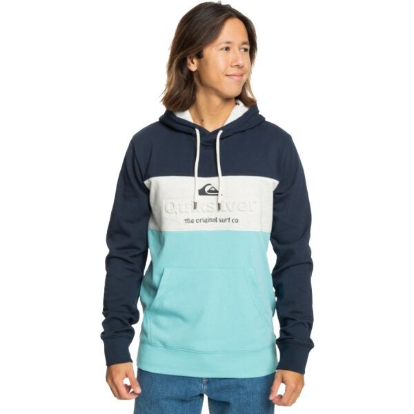 Quiksilver Quiksilver EMBOSS BLOCK Мъжки суитшърт, тюркоазено, размер
