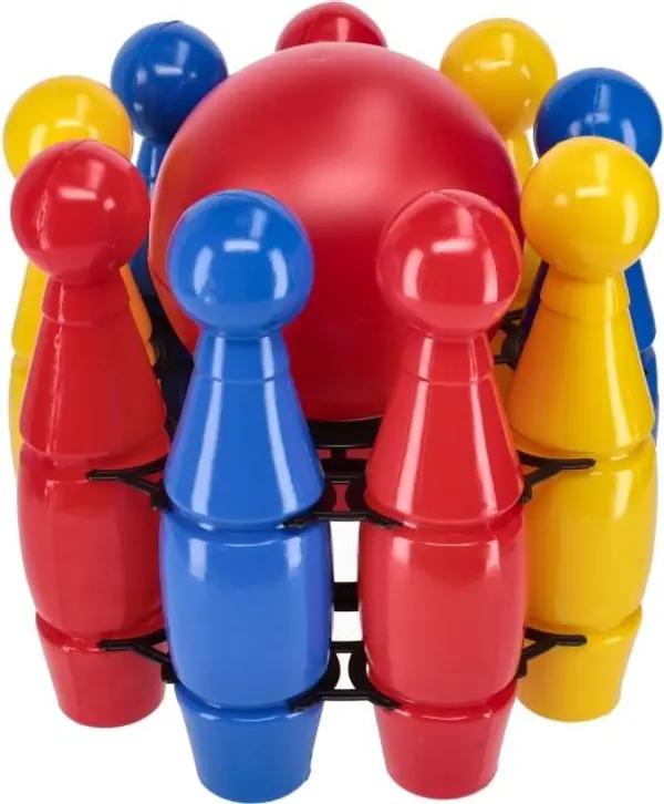 RELAKS-TOYS RELAKS-TOYS BOWLING PINS WITH A LARGE BOWLING BALL Комплект кегли с топка, микс, размер