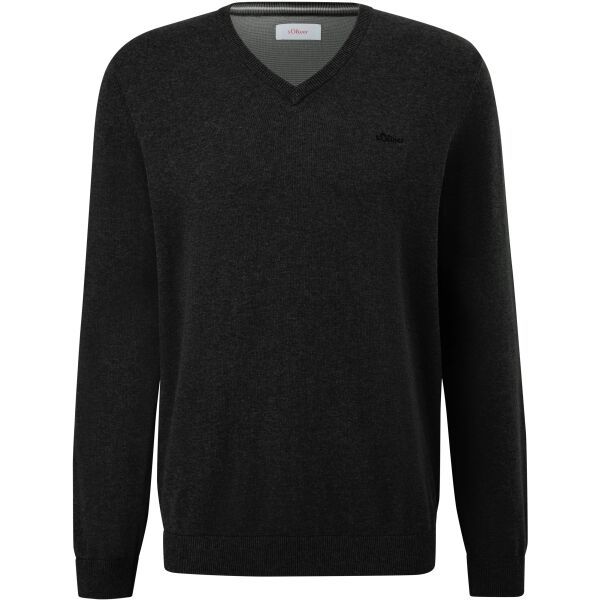 s.Oliver s.Oliver RL KNITTED PULLOVER V-NECK NOOS Мъжки пуловер, черно, размер