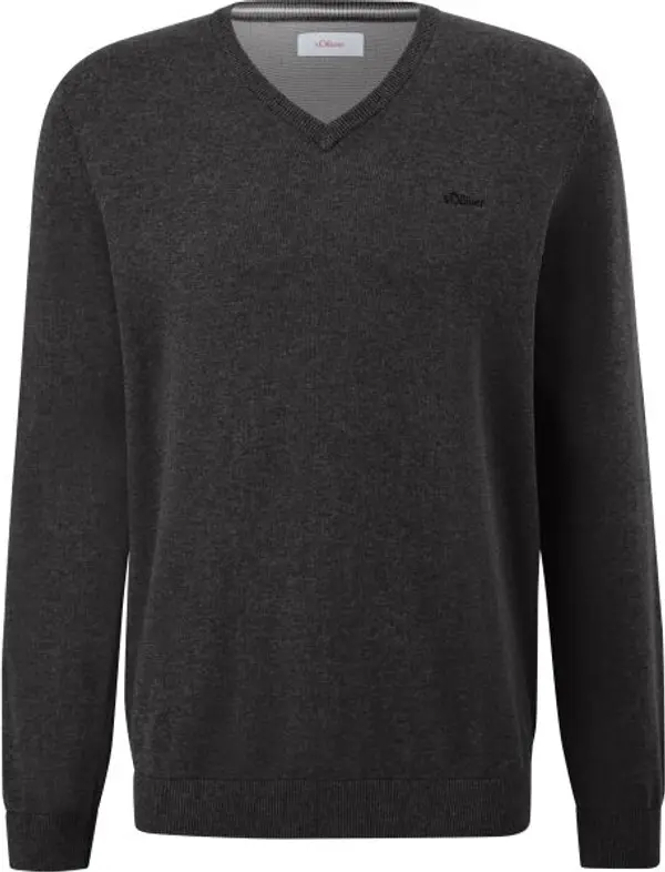 s.Oliver s.Oliver RL KNITTED PULLOVER V-NECK NOOS Мъжки пуловер, тъмносиво, размер