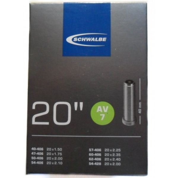 Schwalbe Schwalbe 20 AV7 Вътрешна гума 20 инча, черно, размер os
